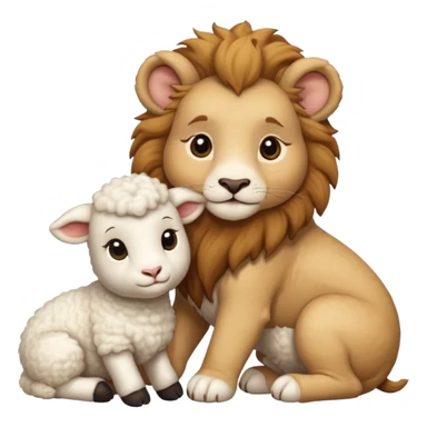 Lion and lamb cute sticker