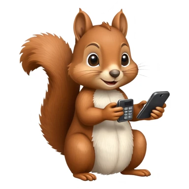 Realistic squirrel scrolling on the phone sticker