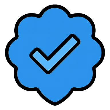 blue verification checkmark inspired by Instagram, modern and bold color icon sticker