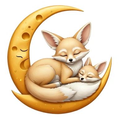 fennec sleeping on a moon sickle  sticker
