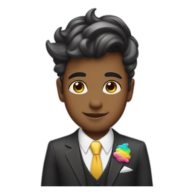 Posh-boy-with-suit-and-rainbow-unicorn-hat sticker