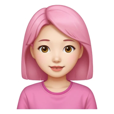 Korean girl beautiful and happy with a pink shirt sticker