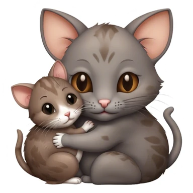 Cat hugs small rat sticker