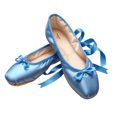 cinematic-realistic-ballet-shoes,-soft-satin-blue-pointe-shoes-with-delicate-ribbons,-resting-gently-on-a-polished-wooden-floor,-subtle-creases-in-the-fabric,-glowing-under-the-warm-golden-light-of-a-rehearsal-studio,-evoking-ele sticker