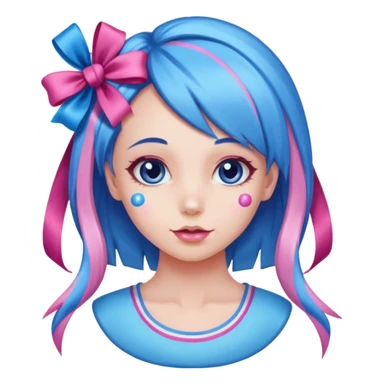 candy girl from candyland very long blue pink mixed candy hair with ribbon and no tattoo sticker