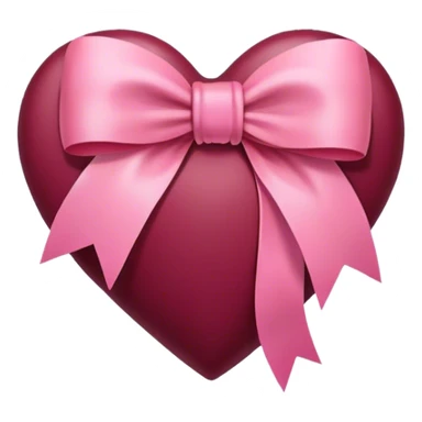 Burgundy heart with a pink bow in the middle sticker