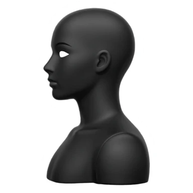 Minimalistic flat vector icon, iOS style, thin black contour on white background. Matte black mannequin in profile in 3D monochrome style. sticker