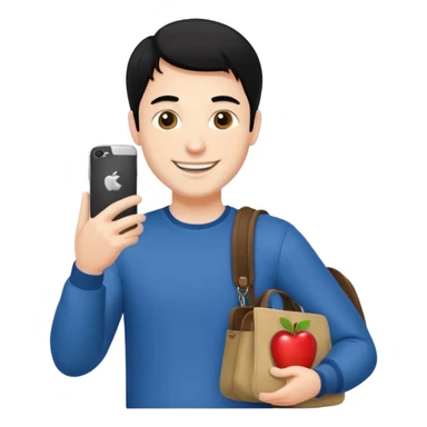 a white man with black hair carrying Apple iPhone bags sticker