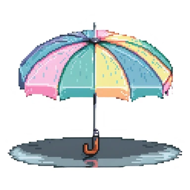 pastel umbrella under rain sticker