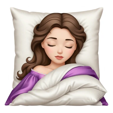 sleeping beauty brunette with highlights white girl with a silk pillow sticker
