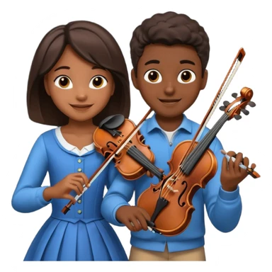 black boy girl playing violin sticker