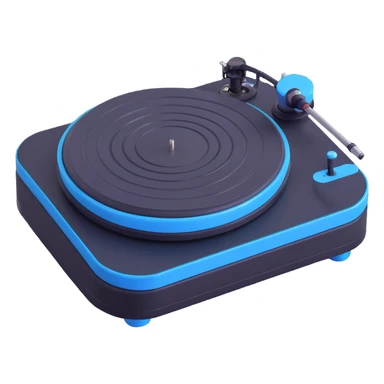 Technics-style turntable in 3D, Disney Pixar animation style, playful rounded features, vibrant colors, black and blue as main colors sticker