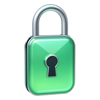 Holographic and glassmorphic green lock sticker