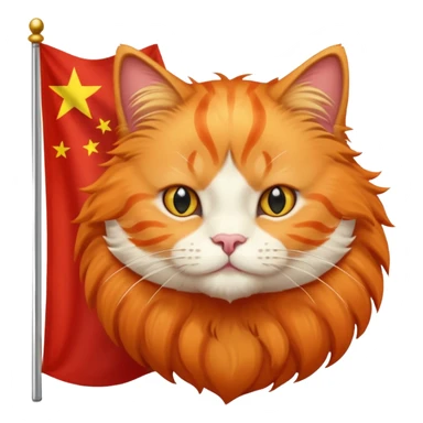 Orange Cat With the Flag of China in the backgorund sticker