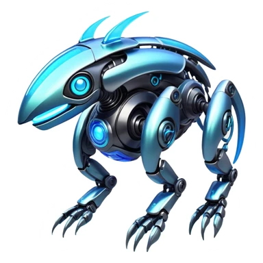  Epic legendary rare glowing mechanical Shiny sparkly transparent bioluminescent luminescent vibrant bright pastel dark exotic iridescent colorful gradients futuristic modern metallic glossy glittery fantasy-cyber-Fakémon-Vernid-robot-creature sticker