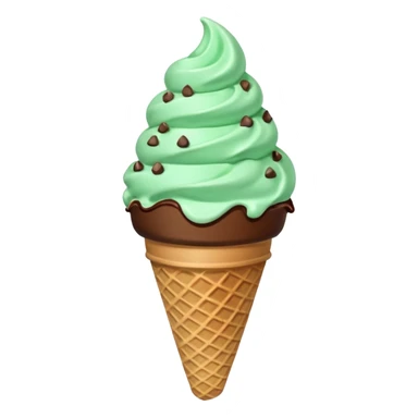 ice cream cone with mint green scoop and chocolate chips sticker