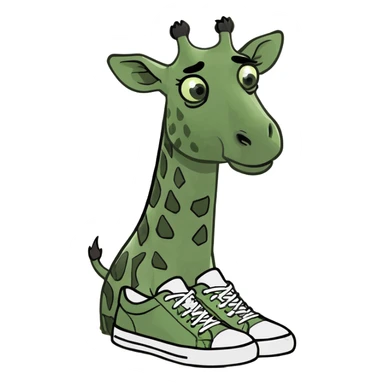 giraffe in fridge with sneakers on sticker