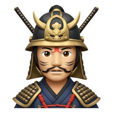 Samurai with helmet and a mask sticker