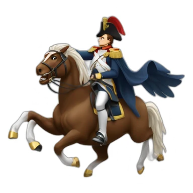 serious angry napoleon on horse hold golden eagle sticker