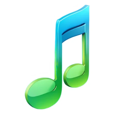 3D gradient blue to green music icon logo note  no background unique y2k clipart sticker