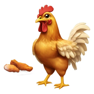 Chicken eating chicken wings sticker