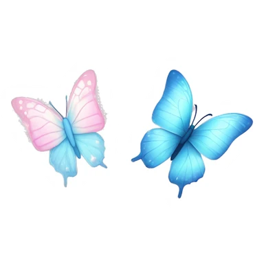 Light blue butterfly facing a light pink butterfly with trails of sparkles sticker