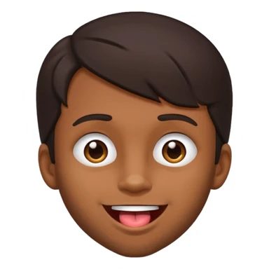 A brown skin guy with dark hair that is his covering forehead, his head is tilted back a bit and his tongue is out sticker