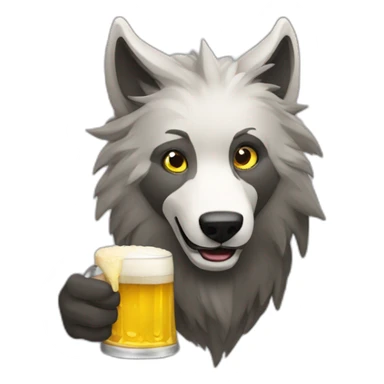 lobo bebiendo cerveza sticker