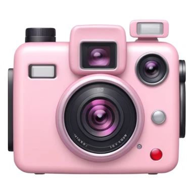 Kawaii light pink video camera with cute face sticker