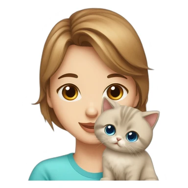 dad with brown eyes and mother with blue eyes and baby girl five’s months and one Persian cat sticker