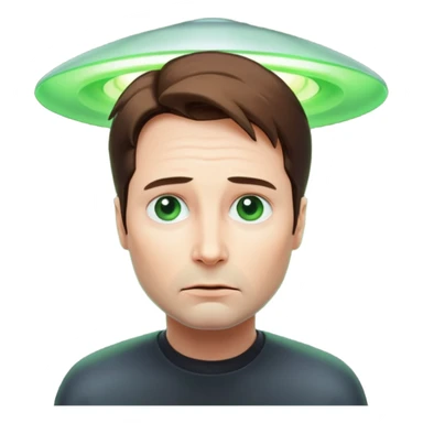 Mulder from the x-files is looking very very worried (not trusting anyone today). A transparent green beam of light from a UFO illuminates him. sticker