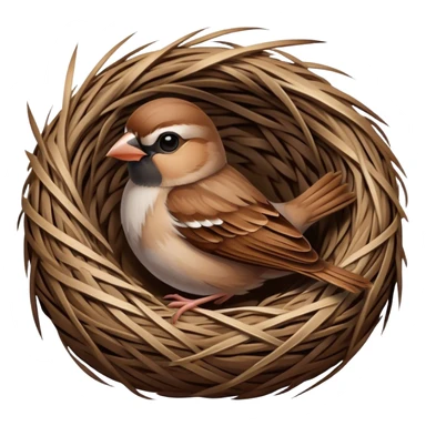 Sparrow in a nest without eggs sticker