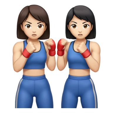 two asian women kicking and fighting each other sticker