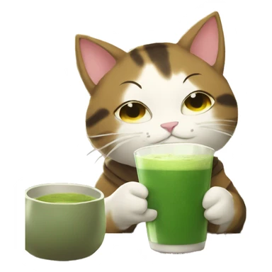 cozy anime cat drinking matcha in the mor sticker