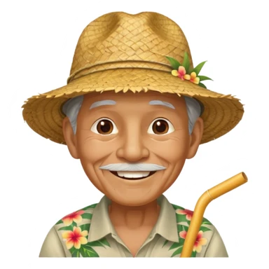 hawaiian old man with hat sticker