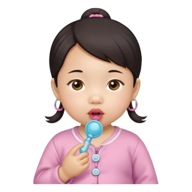a asian baby girl with pacifier sticker