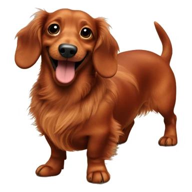 Smiling Fat Miniature all red long haired dachshund whole body scruffy sticker