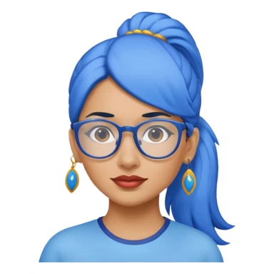 Hispanic woman in ponytail as a blue bird with glasses  sticker