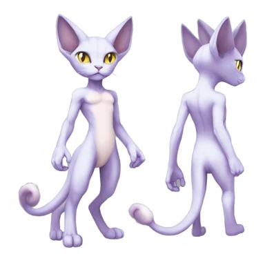 Anthro Mewtwo-Cat-Sphynx-Sona-Fakemon Nebula Full Body sticker