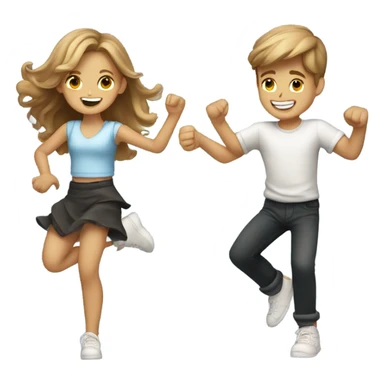 boy and girl dancing spin style with light brown hair sticker