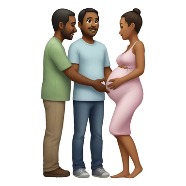 A pregnant woman with her husband  sticker