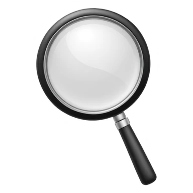 A 3D rendered magnifying glass, tilted right, frosted glass lens, in black and white, subtle shadows, background, high detail, cinematic lighting, app icon style

 sticker