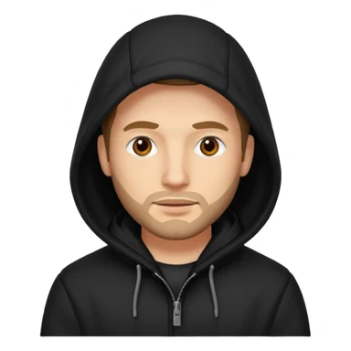 Man in black coat, hood down sticker