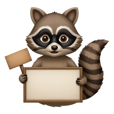 Raccoon holding large blank sign sticker