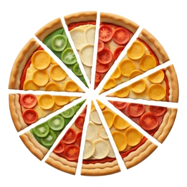 a pie chart sitting on top of a pizza  which has no other toppings sticker