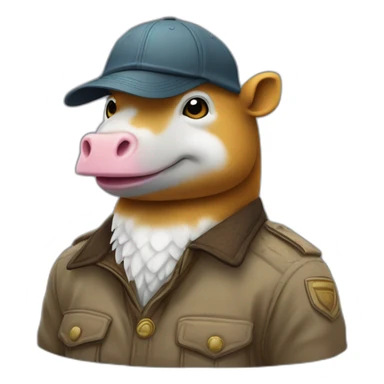 Aigle sur hippopotame qui mange une casquette sticker