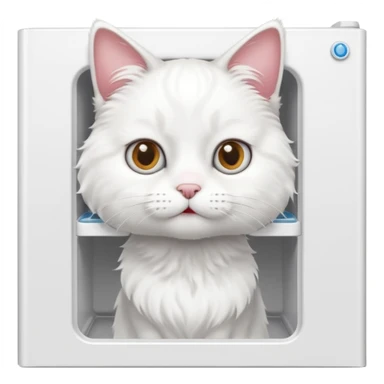 white cat opening fridge sticker