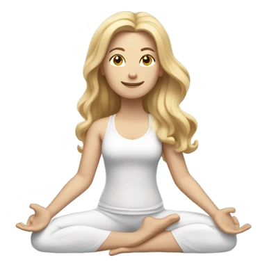 White woman, long hair, blonde hair, wavy hair, yoga pose sticker