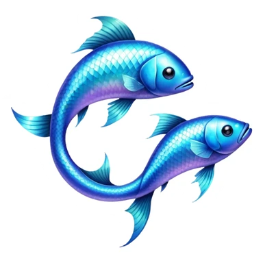 The zodiac symbol Pisces. Two fish in a “yin-yang” formation. The fish are glittering. One fish’s head is facing the other fish’s tail, and vice versa forming a circle.  sticker
