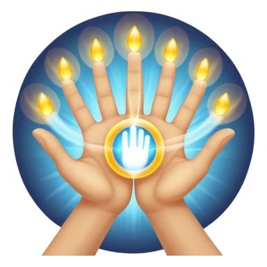 Spiritual healing light in hands with 5 fingers on each hand sticker